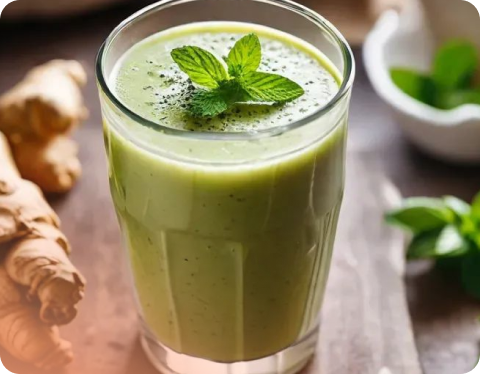 Ginger, mint tea and yoghurt smoothie